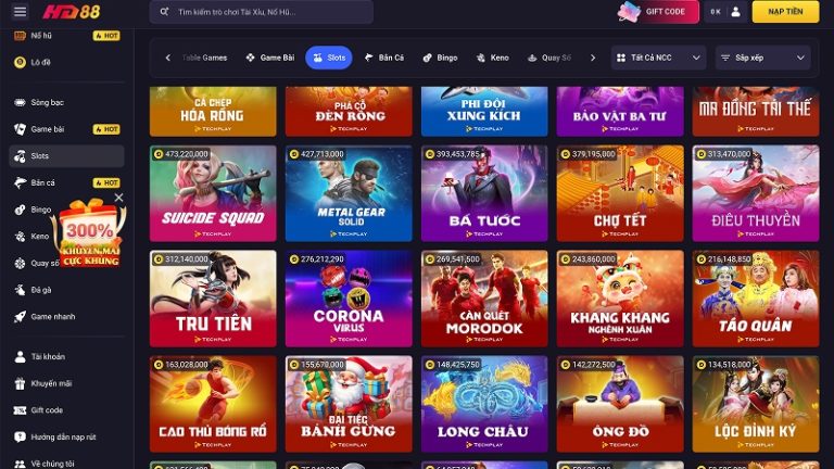 Slot game HD88 đa dạng chủ đề, RTP cao, cơ hội săn jackpot
